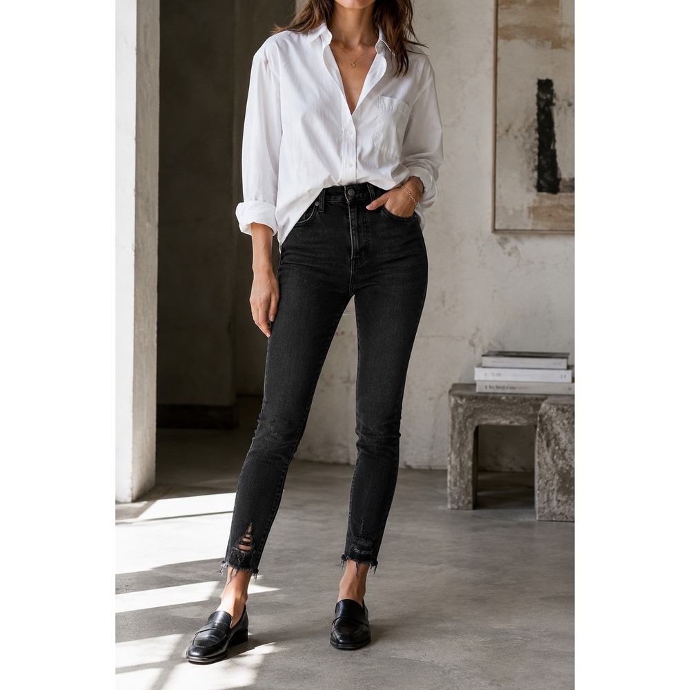AGOLDE ROXANNE Women 27 PROXY‎ SUPER High Rise Skinny Jeans Distressed REVOLVE